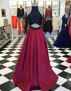 dressfor:  burgundy two pieces long prom dress