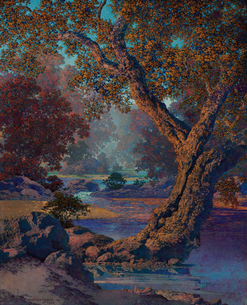 catonhottinroof:  Maxfield Parrish (1870-1966) Autumn Brook