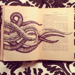 azargrl:  A series of sea creature drawings I did in an old book