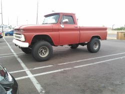 justneedsalittlework:  Nice lifted ‘66 Chevy Truck spotted