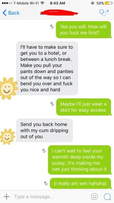 hotwifesextext:  Messages between her and her new fuck buddy