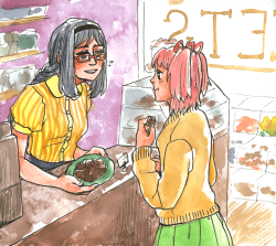 kogasana:homura works at a sweetshop au