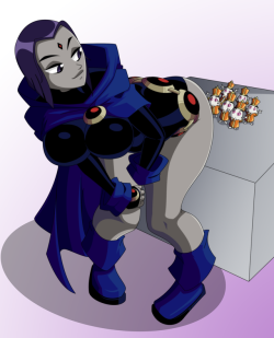 grimphantom2: ravenravenraven:  Hey everybody! I thought I would do my best to tackle a bunch of the size and POV requests I’ve gotten where we see Raven quite literally putting the “Titan“ in Teen Titan. I especially had fun with the POV ones.