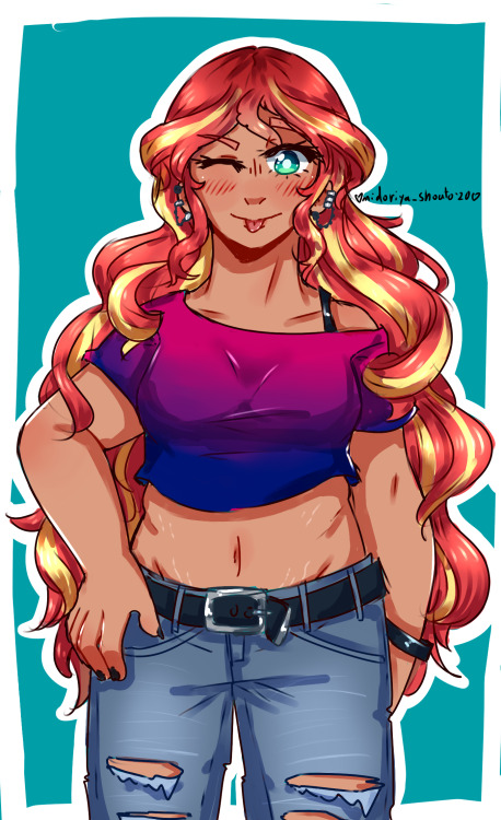 twi-shys:Sunset Shimmer in a bi crop top is very cool 