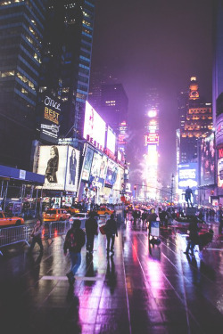 infamousgod:   Times Square, winter wet night By Dan Nguyen
