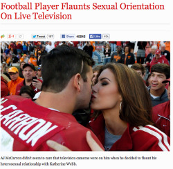 afternoonsnoozebutton:  Football Player Flaunts Sexual Orientation