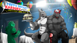 aliensymbol:  New pic I did,commissioned by @Kardukk to celebrate Master Draco (on FA)’s Birthday. Luckly,Kardukk’s Bday is the same day! Ft. greeny Paul!  