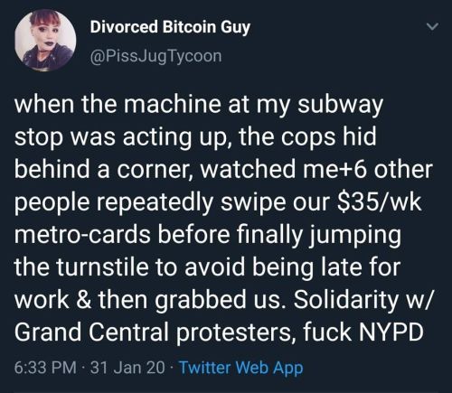elierlick: This is why we protest police on the MTA. Anyone claiming