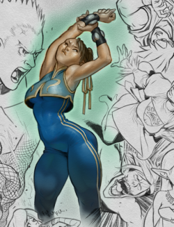 ransom-sm: Drawing 1 + Color, Chun-Li Wanted to shake things