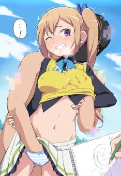 musaigen no phantom world、川神舞、bubukka、スケッチブック、ほくろ、パンツ、リボン、オナニー、スカート、パイタッチ、ヘアリボン、ロングヘア、スカートリフト、セーターベスト、サイドポニーテール、hand