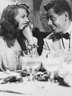 mrglennford:  Glenn Ford and Rita Hayworth chat on the set of