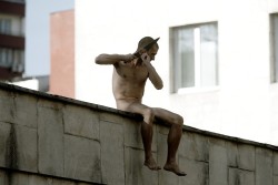 valkania:  This Saturday, Petr Pavlensky climbed naked onto