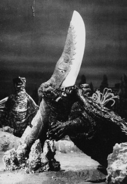 kaijusaurus:  Miniature underwater props of Guiron and Gamera