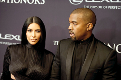 celebritiesofcolor:  Kanye West and Kim Kardashian at “The