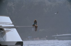 dianaspot:  image of Princess Diana on a yacht in Portofino,