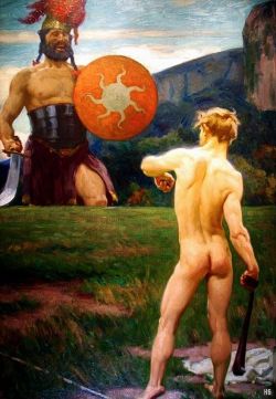 David and Goliath. 1905-15. Arthur Kampf. German 1864-1950. oil