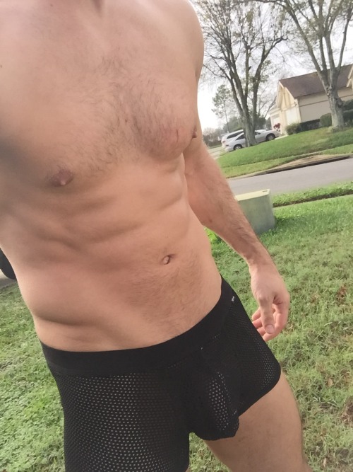 exposedhotguys:  New Black Mesh Underwear. Type where I should wear them when you REBLOG!To see more of me CLICK HERE!!!!