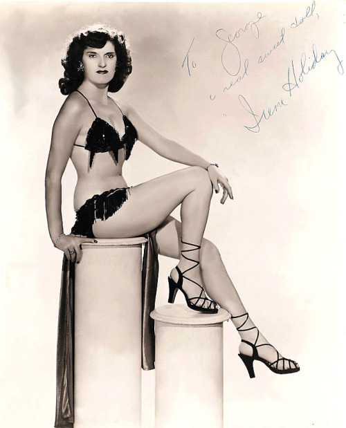 Irene Holiday   Vintage 50’s-era promo photo personalized: “To George — a real sweet doll,  Irene Holiday ”..     