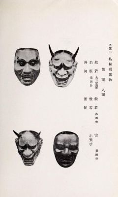 nemfrog:Four Japanese masks. Nishi Honganji Ōtani-ke o. 1913.