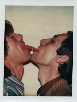 stratfenders:  Mick Jagger and Charlie Watts touching tongues