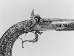  Detail of percussion target pistol, attributed to Antoine Vechte,
