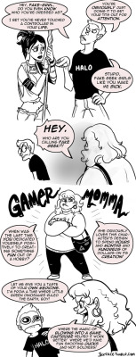 nerdsandgamersftw:errors-dot-albi:jakface: I’ve seen my share of “fake geek girl” shaming, and just thought having a Fairy Gamer Momma to come to the rescue would be nice. I know they exist, I’ve met plenty who are amazing and could beat my ass