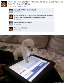thefrogman:  Larry’s puppy also accidentally accepted 27 FarmVille