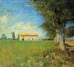 vincentvangogh-art:  Farmhouse in a Wheat Field, 1888 Vincent