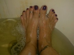 Wife washing her lovely feet