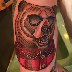tattoosnob:  Bear Flannel by @esqtattoo at @grizzlytattoo in