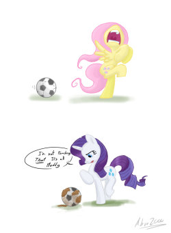 madame-fluttershy:  fluttershy and rarity play football by ~Abrr2000