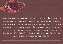 roleplayerxshoutouts:  “differentfacesameman is so lovely.