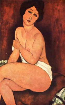 artist-modigliani: Large Seated nude, Amedeo ModiglianiMedium: