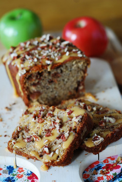 foodffs:  Banana apple bread with caramel sauce and pecans Really