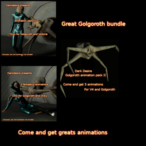 Golgoroth Animation Bundle In this bundle, you’ll get 3 animations’s sets for Deepspace golgoroth and Victoria 4 http://renderoti.ca/Golgoroth-Animation-Bundle