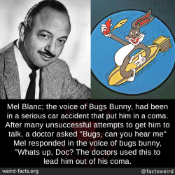 mindblowingfactz:  Mel Blanc; the voice of Bugs Bunny, had been