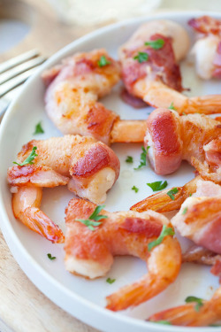 verticalfood:Bacon-Wrapped Shrimp