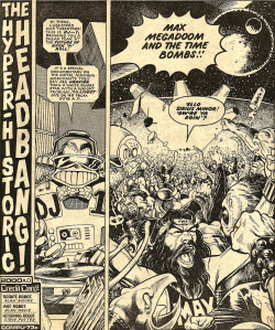 Panels from The Hyper-Historic Headbang! in 2000AD Prog 322