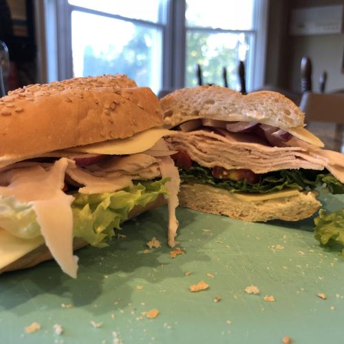 lovesandwichrecipes:Turkey+Swiss on sesame Italian bread with