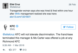 hashtagdion:  buzzfeed:  KFC Fires Manager For Discriminating