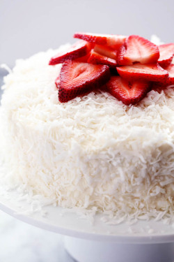 do-not-touch-my-food:    Strawberry Coconut Cream Cake with Coconut