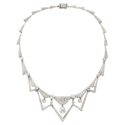 lovejewelry:  Platinum & Diamond Art Deco Necklace via Simon