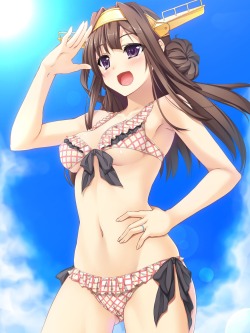 akira-europe:  bikini cameltoe cleavage erect nipples kantai