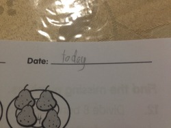 cartel:  MY SISTER WROTE TODAY AS THE DATE ON HER TEST, OMG