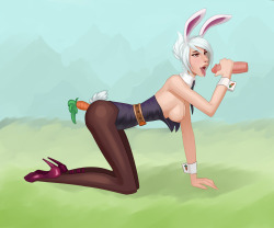 shadowfangz-hf:  A battle bunny riven pic for Easter :3 I’m