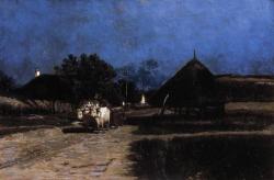 lionofchaeronea:Village at Night, Gyula Aggházy (1850-1919)