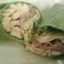 ū Ham, Chicken, Cheese and Potato sticks ranch wrap. God bless