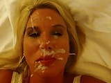 Cum facial for blonde wife