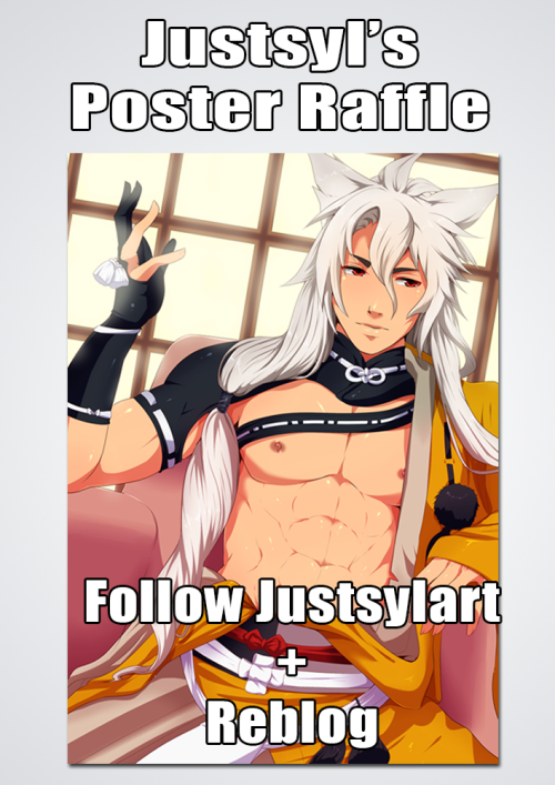 justsylart:  justsylart:  Hi there! As the tittle sais I’m doing a raffle!! This Kogitsunemaru A3 poster!! Is a super sexy character from Touken Ranbu. Of course is the image you see here ^^  Is so easy, you just have to follow me and reblog this picture