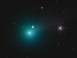 sci-universe:  This pretty green comet can be spotted with binoculars
